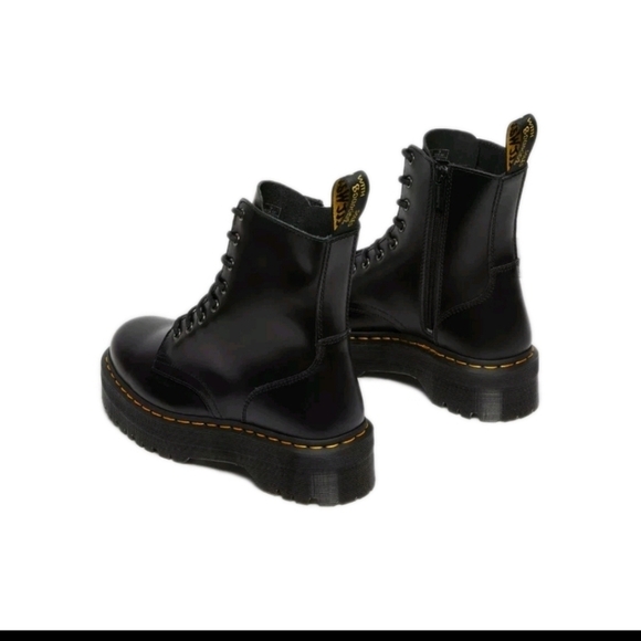 Dr. Marten Unisex Black Jadon Platform Boot In Black In Polished Smooth 9W 8M - Picture 3 of 15